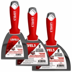 Level 5 Stainless Steel Putty Knife 3-Pack W/Soft Grip